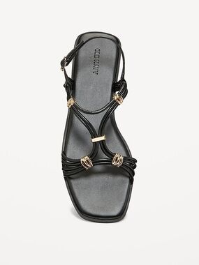 Old Navy Black Strappy Sandals with Gold Hardware